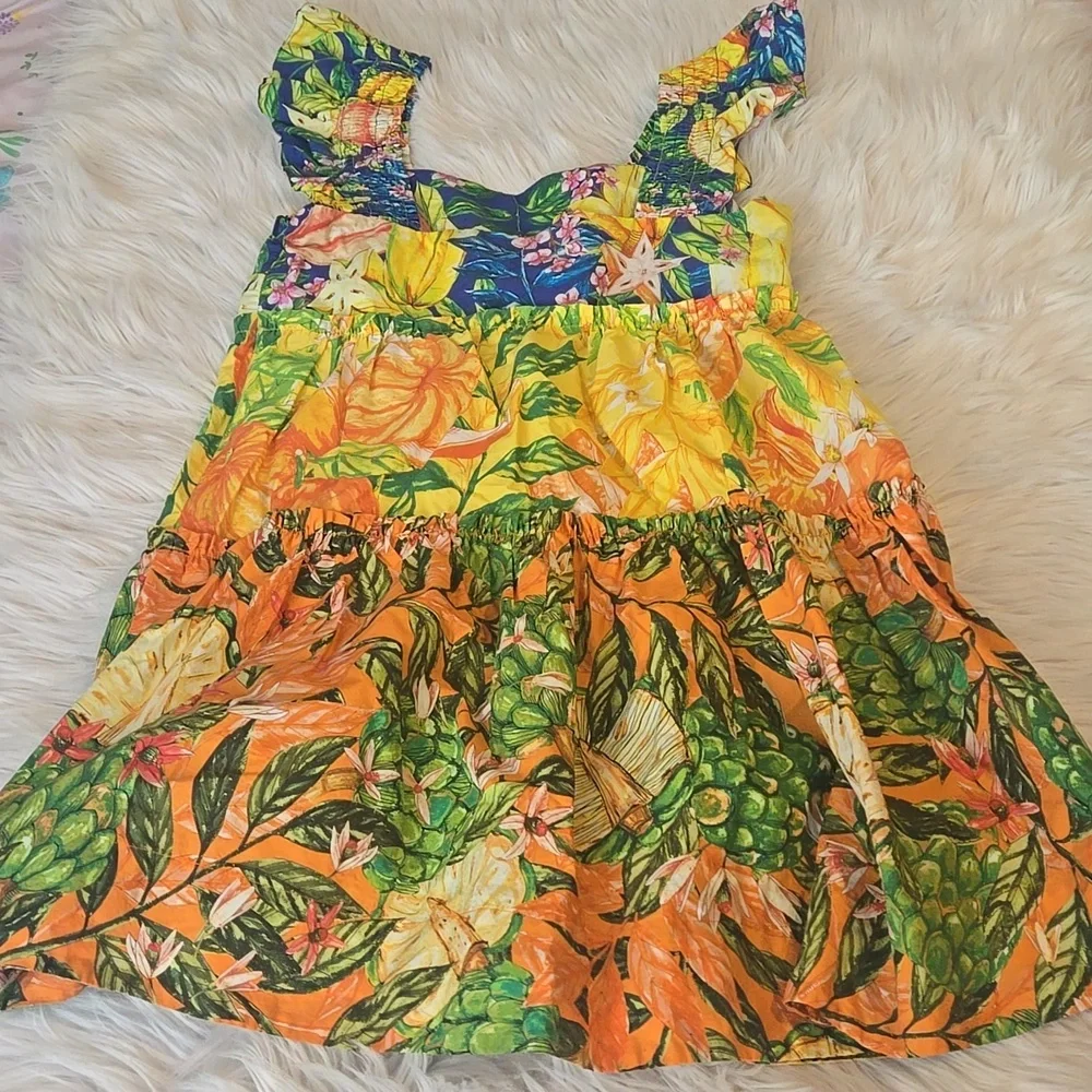 Farm Rio Tiered Mini Dress Sz M - Picture 12 of 14